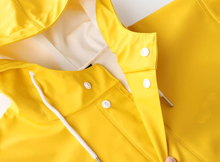 Women's Fashion Long Style Yellow Waterproof PU Raincoat