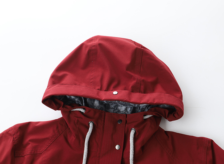 Ladies' Outdoor Red Long Style Waterproof Windbreaker Jacket 
