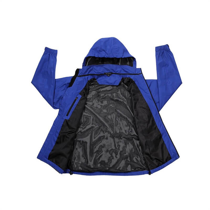 Men's Blue Hooded Mesh Lined Windstopper Jacket