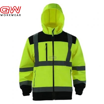 Hi vis softshell jacket with hood